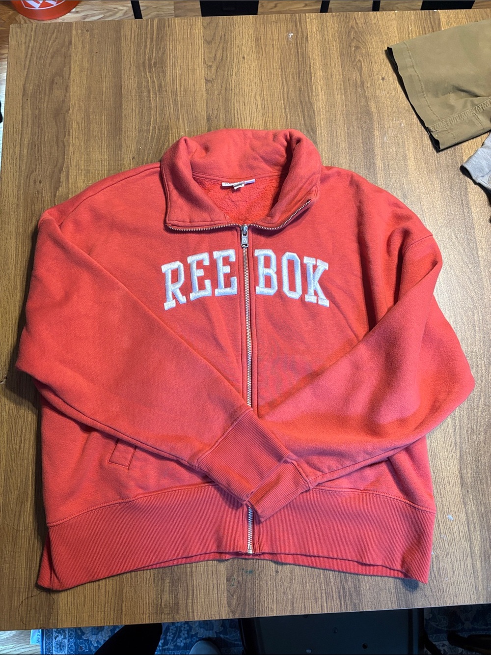 Reebok Men’s Coral Red Full‑Zip Fleece Jacket